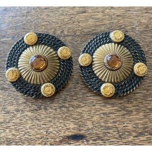Signed Patti Horn Earrings Vintage Statement